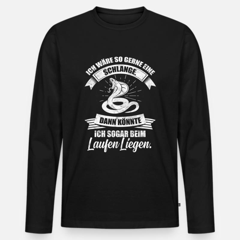 Schlange lustiger Schlangen Spruch - Männer Premium Bio Langarmshirt - Schwarz
