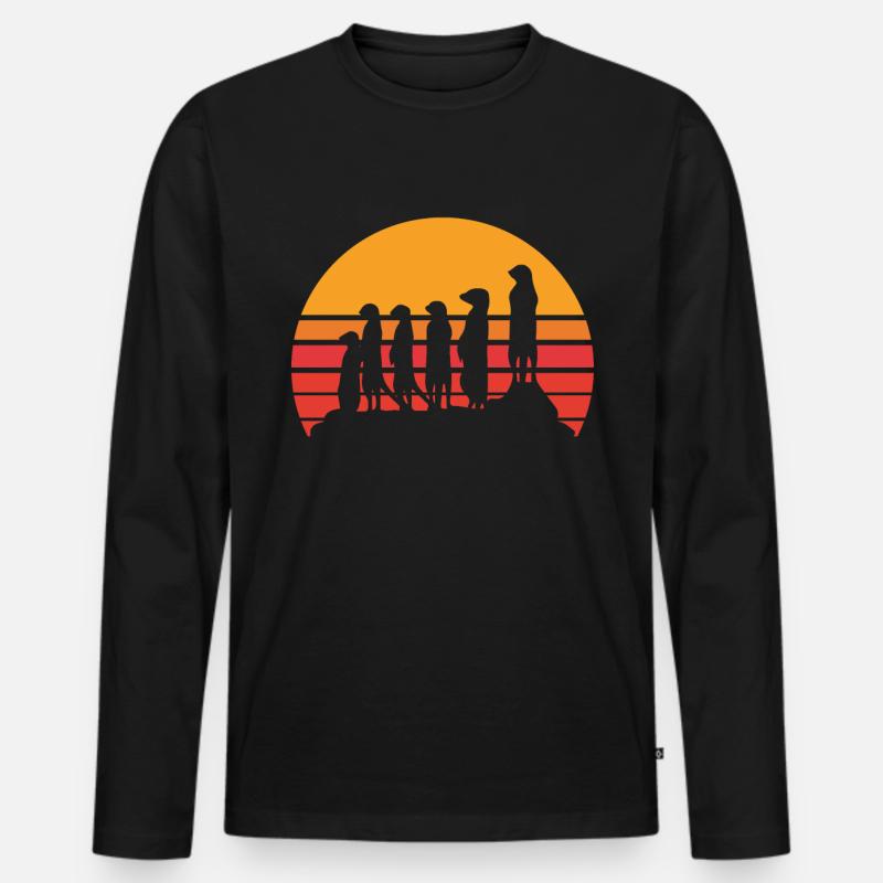 Erdmännchen - Männer Premium Bio Langarmshirt - Schwarz