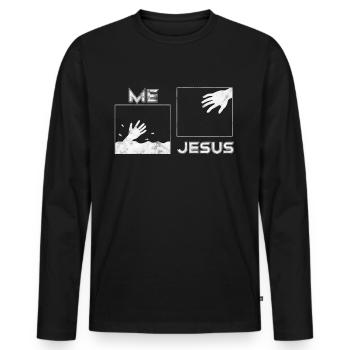 Jesus Bibel Rettung - Männer Premium Bio Langarmshirt - Schwarz - Vorne - Nico (187cm)