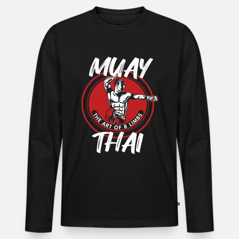 Muay Thai Kämpfer Geschenk - Männer Premium Bio Langarmshirt - Schwarz