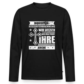 Atheist Kirche - Männer Premium Bio Langarmshirt - Schwarz - Vorne - Nico (187cm)