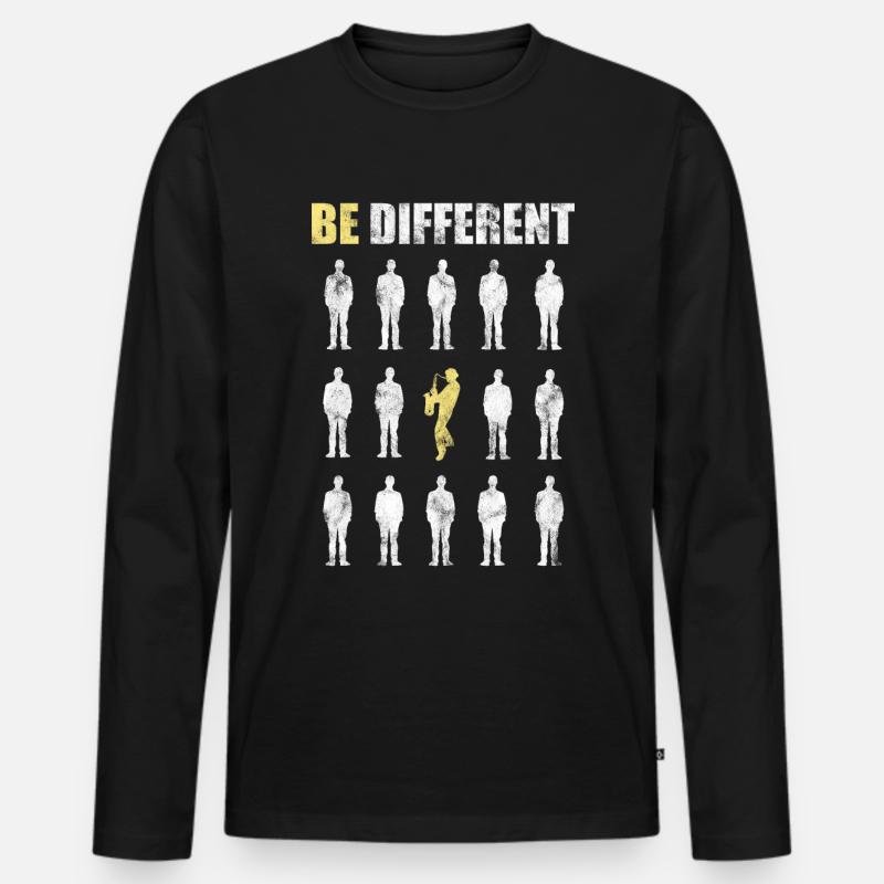 Saxophone be different - Männer Premium Bio Langarmshirt - Schwarz