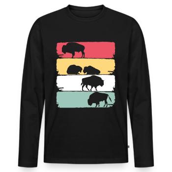 Amerikanischer Bison Zootier - Männer Premium Bio Langarmshirt - Schwarz - Vorne - Nico (187cm)