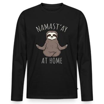 Cadeau de méditation yoga paresseux Namaste At Home - T-shirt manches longues Premium bio Homme - noir - Devant - Nico (187cm)