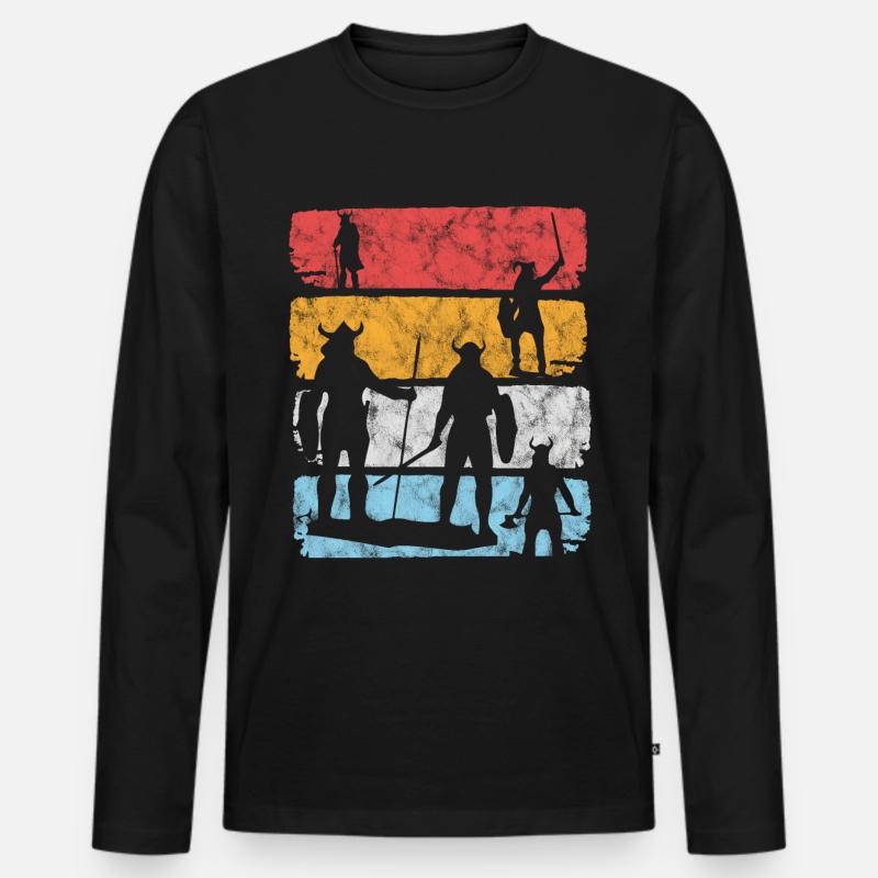 Wikinger Wikinger Wikinger - Männer Premium Bio Langarmshirt - Schwarz