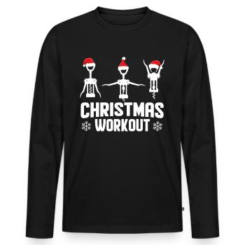Christmas workout - Men's Premium Organic Long Sleeve Shirt - black - Front - Nico (187cm)