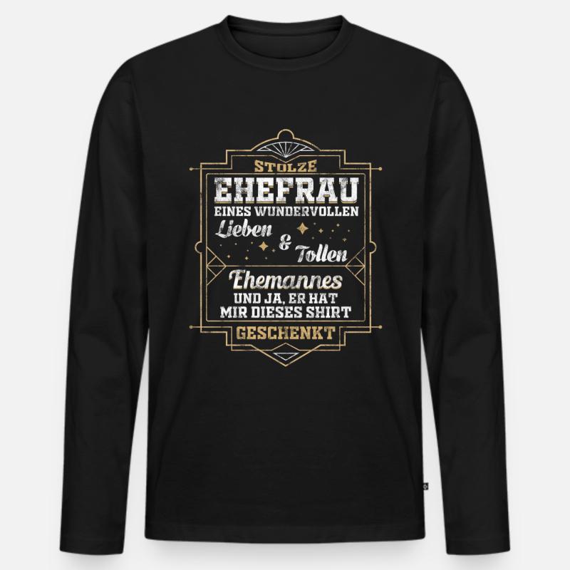Ehefrau Liebe Partnerschaft Geschenk - Männer Premium Bio Langarmshirt - Schwarz