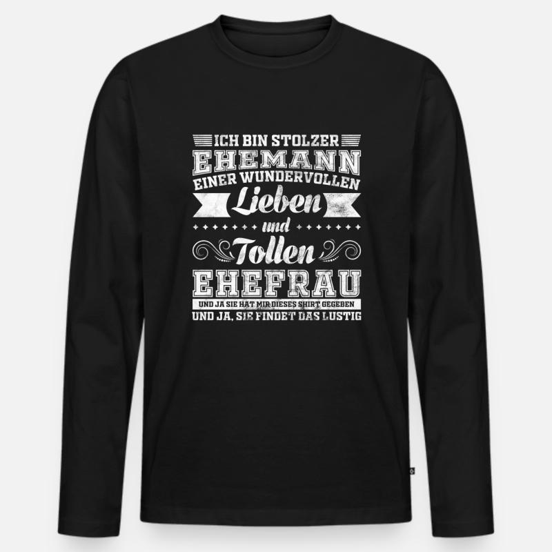 Ehemann lustiges Sprüche Geschenk - Männer Premium Bio Langarmshirt - Schwarz