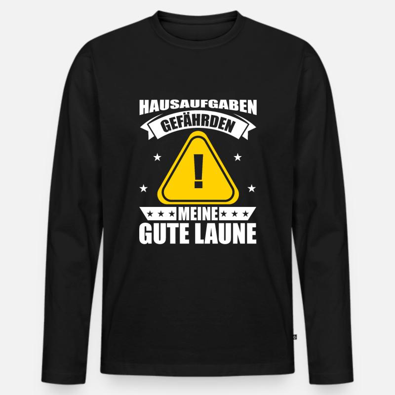 Schüler - Männer Premium Bio Langarmshirt - Schwarz