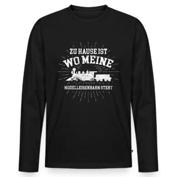Modellbauer Modelleisenbahn Modellbau - Männer Premium Bio Langarmshirt - Schwarz - Vorne - Nico (187cm)