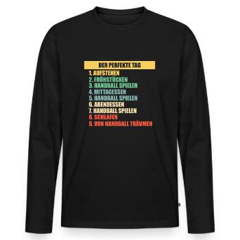 Handball EM Europameisterschaft Geschenk - Männer Premium Bio Langarmshirt - Schwarz - Vorne - Nico (187cm)