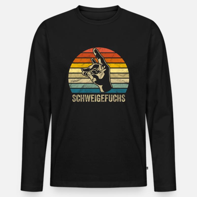 Schweigefuchs Flüsterfuchs Retro Motiv - Männer Premium Bio Langarmshirt - Schwarz