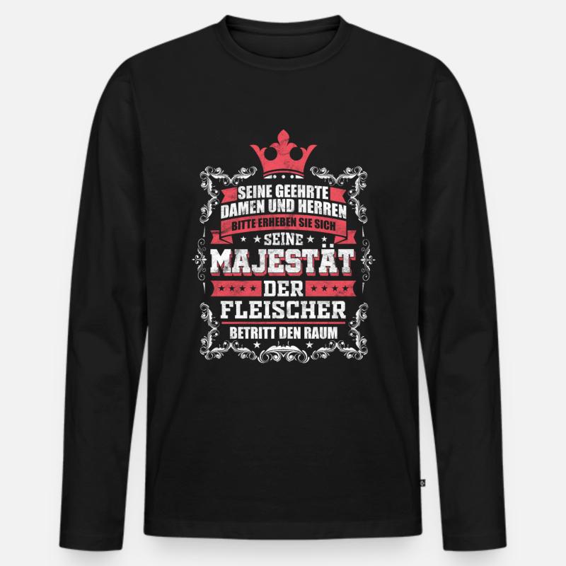 Fleischer - Männer Premium Bio Langarmshirt - Schwarz