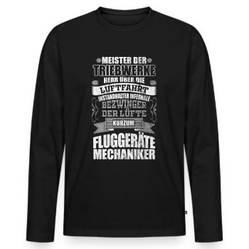 Fluggerätmechaniker Flugzeugmechaniker Luftfahrt - Männer Premium Bio Langarmshirt - Schwarz - Vorne - Nico (187cm)