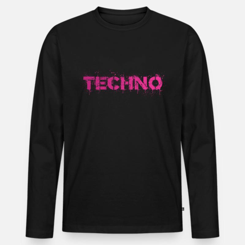 Techno Fan Techno Musik - Männer Premium Bio Langarmshirt - Schwarz