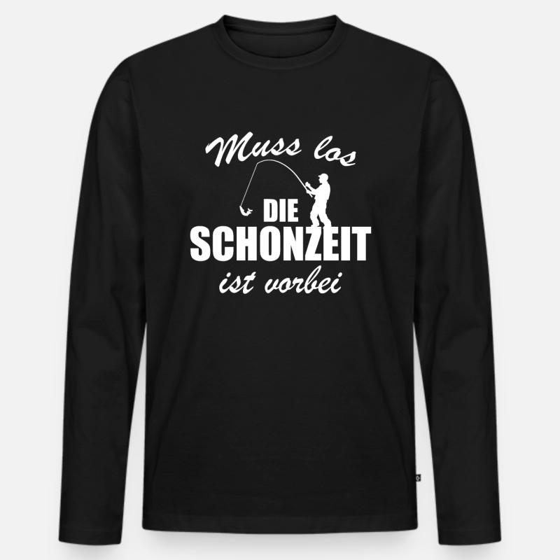 Angler Angler Angler - Männer Premium Bio Langarmshirt - Schwarz