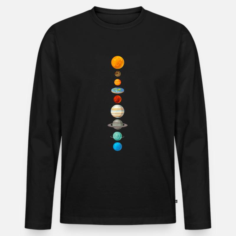 Flat Earth Sonnensystem Geschenk - Männer Premium Bio Langarmshirt - Schwarz
