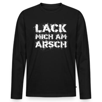 Lack mich am Arsch coole Sprüche für Kfz Lackierer - Männer Premium Bio Langarmshirt - Schwarz - Vorne - Nico (187cm)