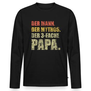 Der Mann der Mythos der 3-fache Papa Shirt - Männer Premium Bio Langarmshirt - Schwarz - Vorne - Nico (187cm)