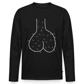 Pimmelgesicht Hoden Hodensack Sackhaare Sackfresse - Männer Premium Bio Langarmshirt - Schwarz - Vorne - Nico (187cm)