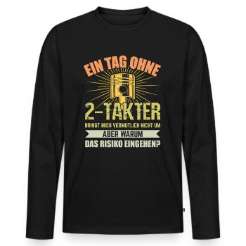 Ein Tag ohne 2 Takter für 2 Takt Retro DDR Moped - Männer Premium Bio Langarmshirt - Schwarz - Vorne - Nico (187cm)