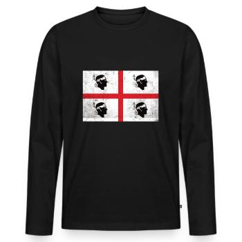 Pavillon de la Sardaigne - T-shirt manches longues Premium bio Homme - noir - Devant - Nico (187cm)
