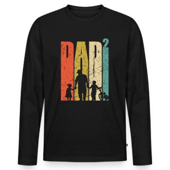 Papa à la puissance de 2 papa de deux cadeaux de papa vélo BMX - T-shirt manches longues Premium bio Homme - noir - Devant - Nico (187cm)