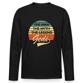 Gedi Firmgedi Taufgedi Gift Geditag - Men's Premium Organic Long Sleeve Shirt - black - Front - Nico (187cm)