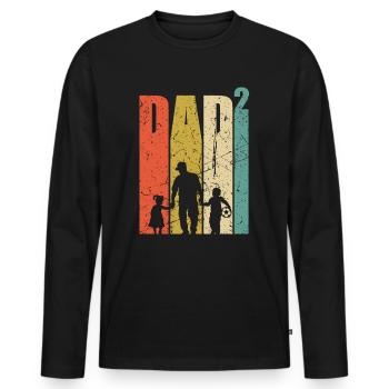 Dad to the power of 2 dad of two dad soccer gift - Men's Premium Organic Long Sleeve Shirt - black - Front - Nico (187cm)
