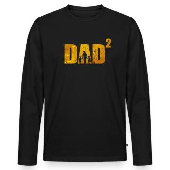 Papa au pouvoir de 2 papas à deux reprises père de deux filles - T-shirt manches longues Premium bio Homme - noir - Devant - Nico (187cm)