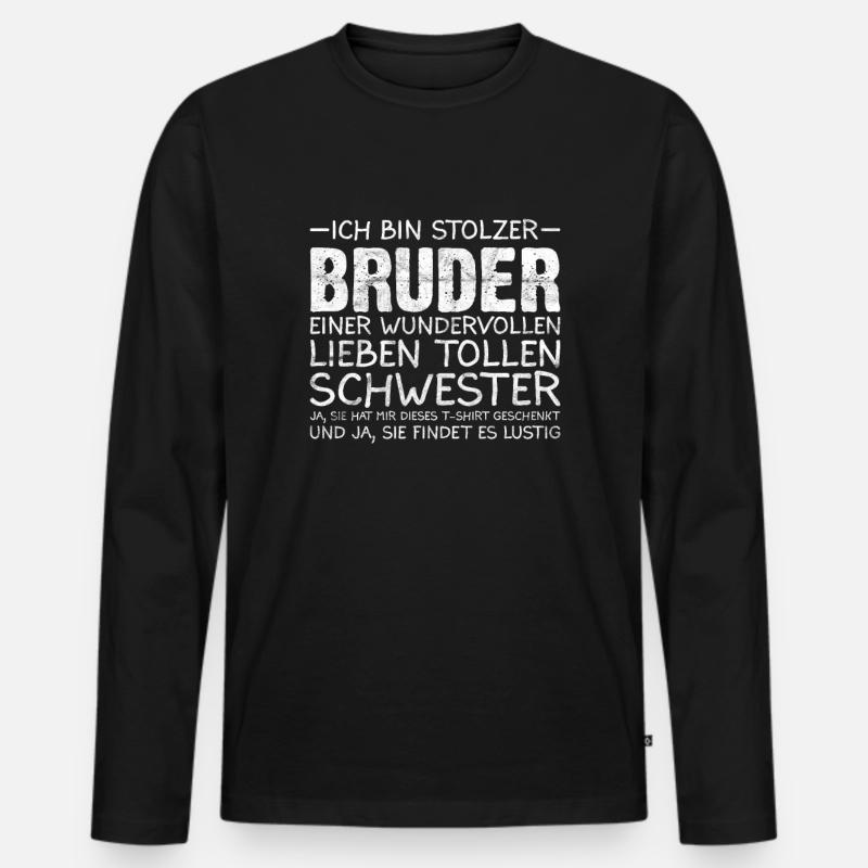 Stolzer Bruder - Männer Premium Bio Langarmshirt - Schwarz