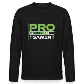Pro Gamer Progamer Gaming Freak Zocker Merch - Männer Premium Bio Langarmshirt - Schwarz - Vorne - Nico (187cm)
