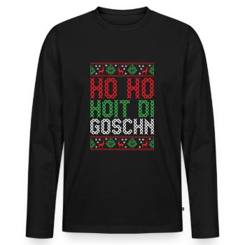 Weihnachten bayrische Geschenkidee - Männer Premium Bio Langarmshirt - Schwarz - Vorne - Nico (187cm)