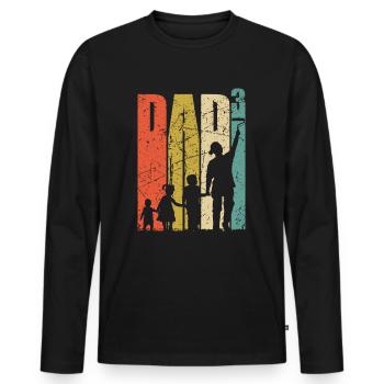 Papa au pouvoir de 3 père de trois papa peintre cadeau - T-shirt manches longues Premium bio Homme - noir - Devant - Nico (187cm)