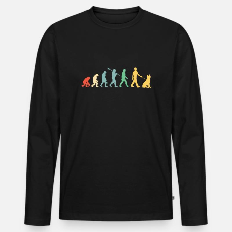 German Shepherd Evolution Retro Design - Men's Premium Organic Long Sleeve Shirt - black