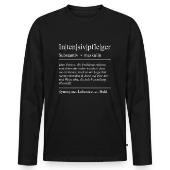 Intensivpfleger Intensivpflege Pfleger Geschenk - Männer Premium Bio Langarmshirt - Schwarz - Vorne - Nico (187cm)