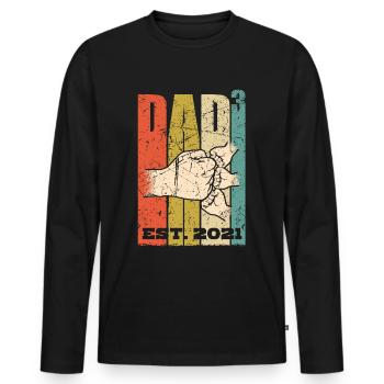 Dad to the power of 3 father of three, dad with three children - Men's Premium Organic Long Sleeve Shirt - black - Front - Nico (187cm)