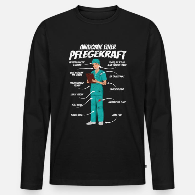 Anatomie einer Pflegekraft Altenpflegerin - Männer Premium Bio Langarmshirt - Schwarz