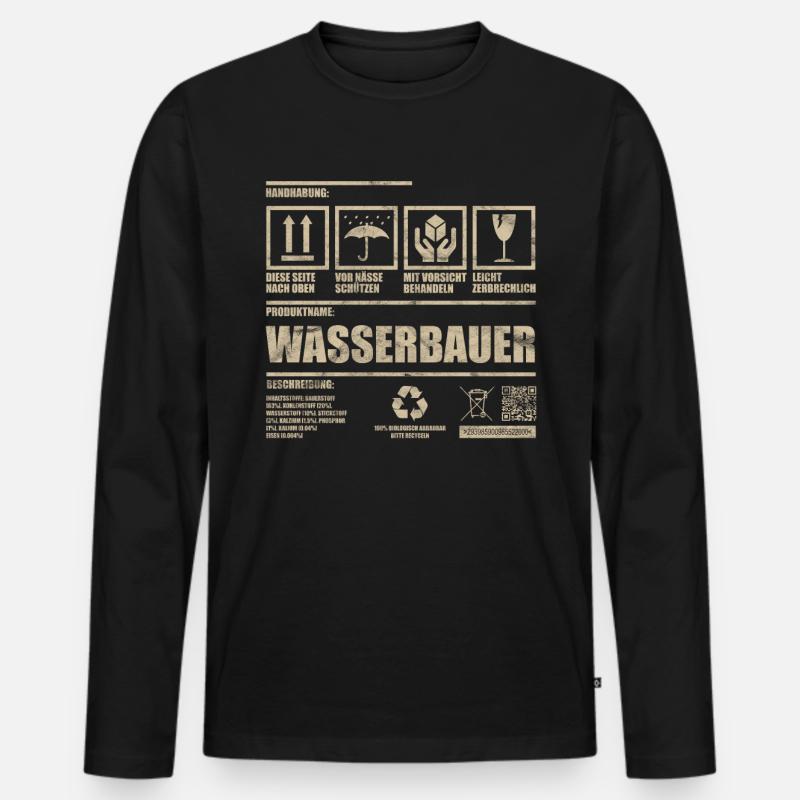 Wasserbauer Vintage Distressed Geschenkidee - Männer Premium Bio Langarmshirt - Schwarz
