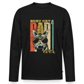 Best Cat Dad ever vier Katzen vierfach Katzenpapa - Männer Premium Bio Langarmshirt - Schwarz - Vorne - Nico (187cm)