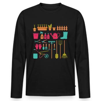 Gardener Plants & Flowers Garden Work - Men's Premium Organic Long Sleeve Shirt - black - Front - Nico (187cm)