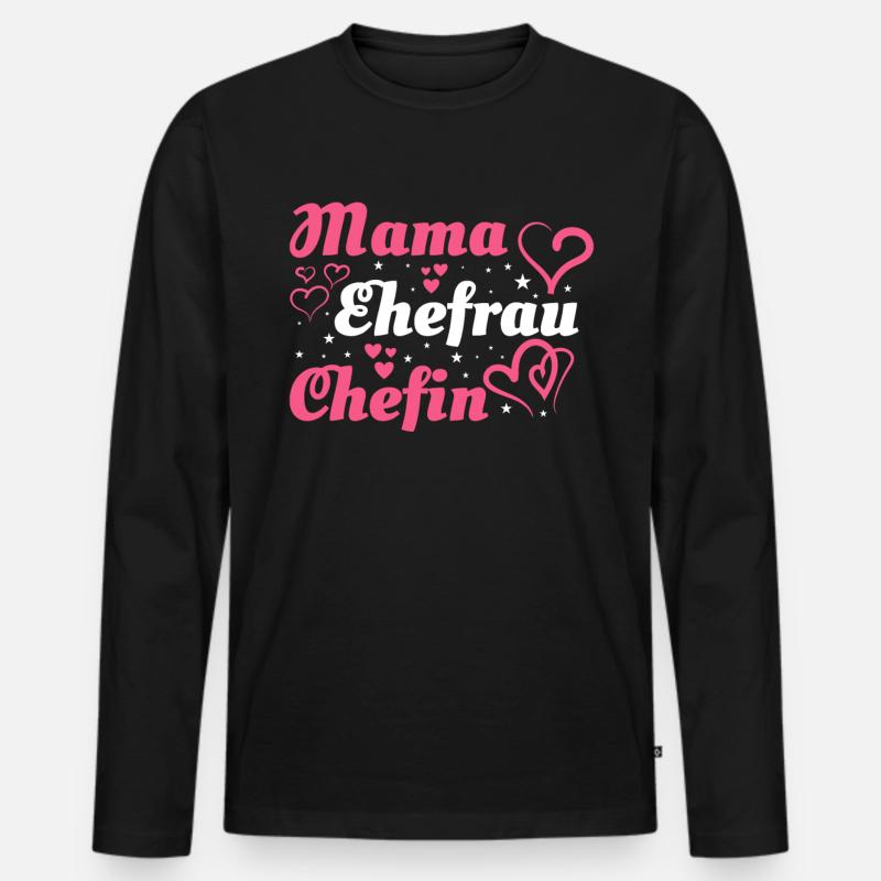 Mama Mutter Ehefrau Chefin - Männer Premium Bio Langarmshirt - Schwarz