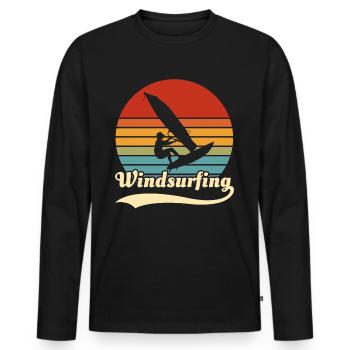 Windsurfen Windsurfer Vintage Retro - Männer Premium Bio Langarmshirt - Schwarz - Vorne - Nico (187cm)