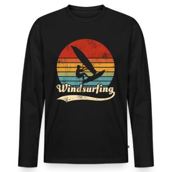 Windsurfing Windsurfer Retro Idée cadeau - T-shirt manches longues Premium bio Homme - noir - Devant - Nico (187cm)