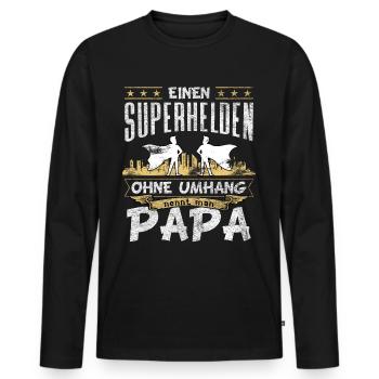 Superheld ohne Umhang Held Papa Vater Vatertag - Männer Premium Bio Langarmshirt - Schwarz - Vorne - Nico (187cm)