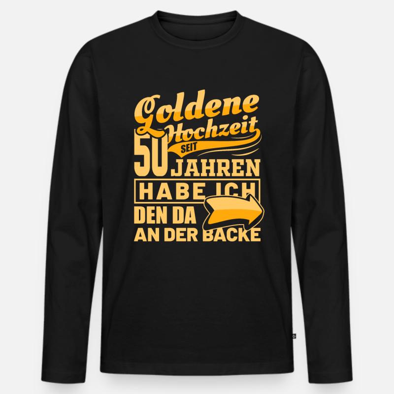 Goldene Hochzeit | Ehefrau Hochzeitstag Geschenk - Männer Premium Bio Langarmshirt - Schwarz