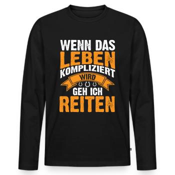 Pferd Kaltblut Reiten Reiter Sprüche Geschenkidee - Männer Premium Bio Langarmshirt - Schwarz - Vorne - Nico (187cm)