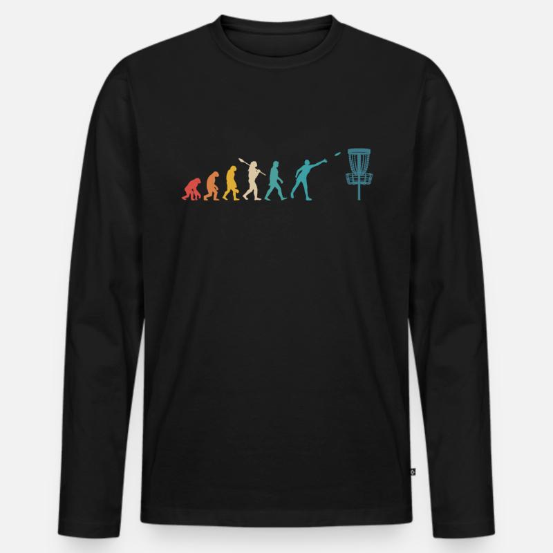 Discgolf Disc Golf Retro Vintage Evolution - Männer Premium Bio Langarmshirt - Schwarz