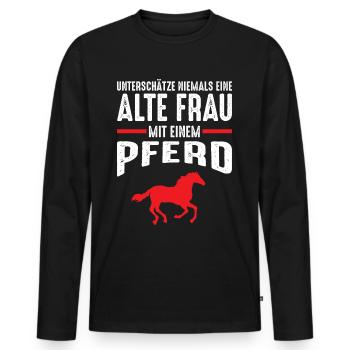 Reiterin Pferd Reiten Reitsport Pferdesprüche - Männer Premium Bio Langarmshirt - Schwarz - Vorne - Nico (187cm)