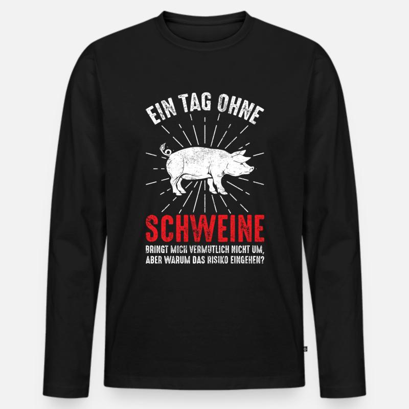 Schwein - Männer Premium Bio Langarmshirt - Schwarz